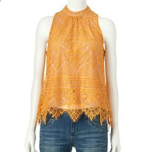 Lace mock neck top